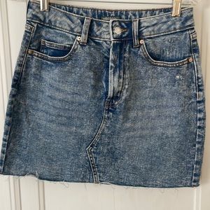 Distressed Denim Mini Skirt, Size 4